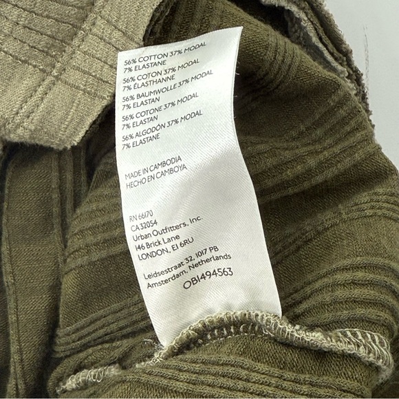 Pilcro Dual Tone Asymmetrical Tank Top Olive Green Ribbed Sustainable Cotton, S - Picture 11 of 12